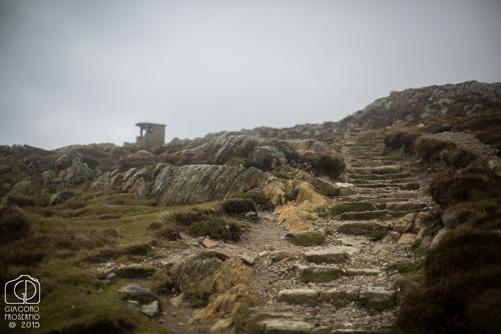 Just above Holyhead's lighthouse.